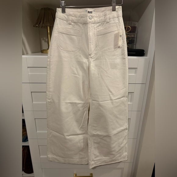 PAIGE Harper Ankle High-Rise Wide Leg Jean in Tonal Ecru - Picture 5 of 10